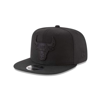 Black Chicago Bulls Hat - New Era NBA Black On Black High Crown 9FIFTY Snapback Caps USA9368412